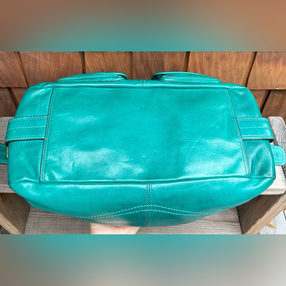 Coach Bleecker Street Limited Edition Legacy Peyton Leather Satchel Teal Green - Picture 11 of 11
